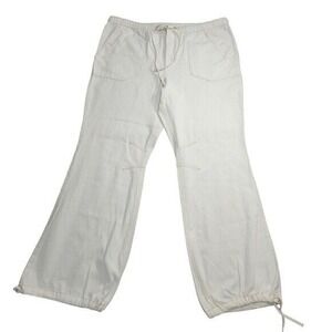 We The Free Womens Ivory Relax Cotton Pants Wide Leg Drawstring Waistband Size L